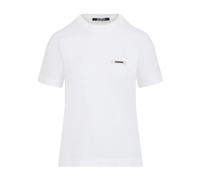Jacquemus - T-shirt à côtes fantaisie - Femme - Tops - Blanc - Taille: 42 FR