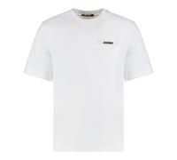 Jacquemus - T-shirt en coton à col rond- col côtelé - Homme - Tops - Blanc - Taille: XL