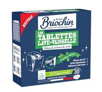 JACQUES BRIOCHIN - 30 tablettes lave-vaisselle parfum fraicheur intense - Action puissante contre les taches - Ultra dégraissante - Vaisselle éclatante même en cycle court et à basse température x30