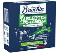 JACQUES BRIOCHIN - 30 tablettes Lave-Vaisselle - sans Parfum - Action dégraissante, Brillance et Anti-Trace - 95% Origine Naturelle - Fabrication Française - 30 tablettes