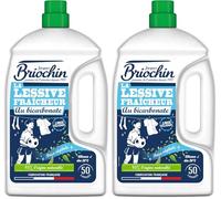 Jacques Briochin Lessive au Bicarbonate de Soude Concentrée 50 Lavages - 2,27L - Action Anti Odeur & Blanchissante - Fabriquée en France, ECOCERT (Lot de 2)