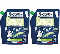 JACQUES BRIOCHIN - Recharge lessive spécial peaux sensibles - Sans allergènes - Testé dermatologiquement - Efficace dès 20°C - Sans parfum -Fabrication Française - 37 lavages - 1,7L