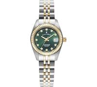 Jacques du Manoir JWL02104 Inspiration Classic Montre pour Femme à Quartz analogique en Acier Inoxydable 26,5 mm Bracelet en Acier Inoxydable Doré/argenté 5 Bar Couleur du Cadran : Vert, Cristaux