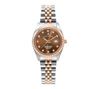 Jacques du Manoir Montre à affichage analogique marron / or rose / argent, Taille One Size