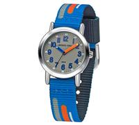 JACQUES FAREL KPS 201 Montre-bracelet analogique à quartz pour enfant avec bracelet en tissu Bleu/orange/gris, bleu, Sangles