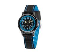 JACQUES FAREL Montre garçon garçon - Quartz analogique - Bracelet en tissu noir et bleu KSB 0453, noir/bleu, Sangles