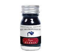 Jacques Herbin 11518T - Un flacon d'encre d'écriture 10 ml pour stylo-plumes et stylos roller, Bleu des profondeurs - Fabriqué en France