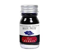 Jacques Herbin 11519T - Un flacon d'encre d'écriture 10 ml pour stylo-plumes et stylos roller, Bleu nuit - Fabriqué en France