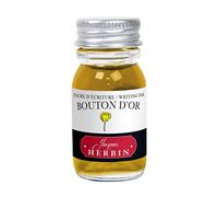Jacques Herbin 11553T - Un flacon d'encre d'écriture 10 ml pour stylo-plumes et stylos roller, Jaune bouton d'or - Fabriqué en France