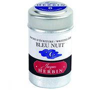 Jacques Herbin 20119T - Une boite de 6 cartouches d'encre pour stylo-plumes et stylos roller (produit sans emballage - objectif zéro déchet), Bleu nuit