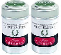 Jacques Herbin 20139T - Une boite de 6 cartouches d'encre pour stylo-plumes et stylos roller (produit sans emballage - objectif zéro déchet), Vert empire (Lot de 2)