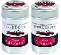 Jacques Herbin 20147T - Une boite de 6 cartouches d'encre pour stylo-plumes et stylos roller (produit sans emballage - objectif zéro déchet), Terre de feu (Lot de 2)