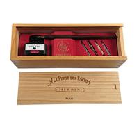 Jacques Herbin 27009T - Un coffret bois ''La perle noire'' comprenant un porte-plume en bois, 5 plumes métal, un flacon d'encre 30 ml et une notice