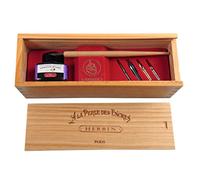Jacques Herbin 27077T - Un coffret bois ''Violette pensée'' comprenant un porte-plume en bois, 5 plumes métal, un flacons d'encre 30 ml et une notice