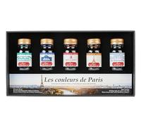 Jacques Herbin 27700T - Coffret 5 encres d'écriture - Couleurs de Paris : Vert, bleu, rouge, jaune/brun, gris - flacons 10ml