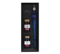Jacques Herbin 29313T 2 encres écriture 10 ml, une plume de verre bleue