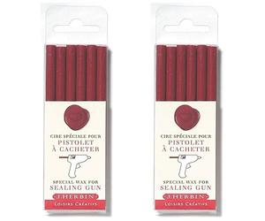 Jacques Herbin 35826T - Paquet de 6 bâtons de cire à cacheter spéciale pour pistolet, Bordeaux. Fabriqué en France (Lot de 2)