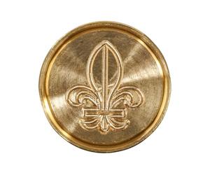 Jacques Herbin 40450T - Une pastille en laiton pour cire à cacheter, symbole Fleur de lys Ø 24 mm. Fabrication française.