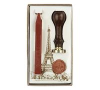Jacques Herbin 46042T - Un set Tour Eiffel comprenant 1 bâton de cire (rouge), un manche en bois et un sceau Tour Eiffel