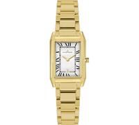 JACQUES LEMANS 1-2189 Torino Montre pour femme avec bracelet en cuir ou bracelet en métal 23 x 28 mm avec date et chiffres romains, doré / bracelet en métal
