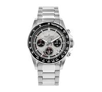 JACQUES LEMANS 50-10A Solar Chronographe Limited Edition Montre pour homme 42 mm Verre saphir 10 ATM Bracelet en acier inoxydable argenté avec bracelet en cuir