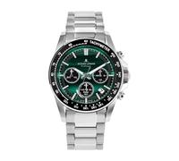 JACQUES LEMANS 50-10C Solar Chronographe Limited Edition Montre pour homme 42 mm Verre saphir 10 ATM Bracelet en acier inoxydable argenté avec bracelet en cuir