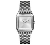JACQUES LEMANS Anvers 1-2219A Montre pour femme en acier inoxydable argenté Lunette sertie de cristaux à quartz 5 ATM Verre minéral