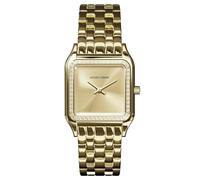 JACQUES LEMANS Anvers 1-2219D Montre pour femme en acier inoxydable doré avec lunette sertie de cristaux à quartz 5 ATM Verre minéral