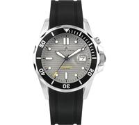 JACQUES LEMANS Hybromatic 1-2170B Montre pour homme avec bracelet en silicone massif en acier inoxydable, Bracelet en silicone/gris/noir, lanière