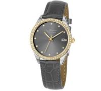 Jacques Lemans La Passion Femme 34mm Bracelet Cuir Gris Quartz Montre LP-133C