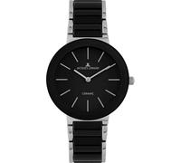JACQUES LEMANS Monaco Montre pour Femme en Acier Inoxydable Massif et céramique High-Tech 42-7, Noir, argenté, Minimaliste et Luxueux