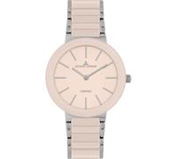 JACQUES LEMANS Monaco Montre pour femme en céramique 34 mm 10 ATM avec bracelet en acier inoxydable 42-7X