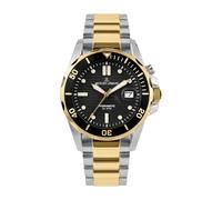 JACQUES LEMANS Montre Homme Hybromatique Bracelet en Métal Massif Acier Inoxydable Ip-Or/Bicolore 1-2170L, Bracelet Métal/Noir/Or, Bracelet, Bracelet en métal/noir/or, Bracelet