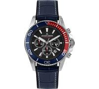 Jacques Lemans Montre Hommes Chronographe avec Bracelet Cuir Bleu Chrono 1-2206D