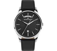 JACQUES LEMANS 1-2193 London Montre pour homme avec bracelet en cuir ou bracelet en métal 40 mm Date jour de la semaine en différentes variantes, noir / bracelet en cuir