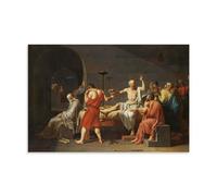 Jacques Louis David-La Mort de Socrates - Impression sur toile pour maison, bureau, chambre à coucher et salon 50 x 75 cm