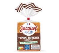 JACQUET - Pain de Mie Complet Sans Sucre Ajouté, Tranches Moelleuses 550g - Lot De 4