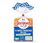 JACQUET - Pain de mie Nature Sans Sucres Ajoutés | Onctueux et savoureux | Idéal pour vos sandwiches | le paquet de 14 tranches - 550 g | LOT DE 4