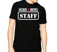 Jacquie and Michel Staff Tee Round Neck Unisex Tops Men's 100% Cotton Short-Sleeve T-Shirts XXL