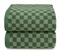 Jacquotha Lot de 2 Serviettes de Bain de Luxe à Carreaux Verts (137,2 x 71,1 cm) - Coton Doux et Absorbant - Légères - Séchage Rapide - Cadeau décoratif Amusant pour la Saint-Patrick