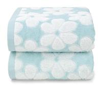 Jacquotha Lot de 2 Serviettes de Bain en Coton pour décoration de Salle de Bain avec Jacquard Floral, Super Douces et absorbantes, Grande Taille, 69,9 x 140,7 cm