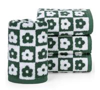 Jacquotha Lot de 4 essuie-mains en coton doux pour salle de bain, cuisine, décoration printanière, spa, salle de sport - 32,5 x 72,5 cm - Vert forêt