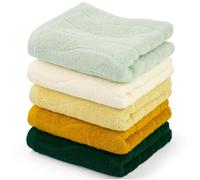 Jacquotha Lot de 5 essuie-mains pour salle de bain (rayures ondulées), super douces et absorbantes pour sécher les mains, le visage, serviettes multicolores pour tous les membres de la famille, 33 x