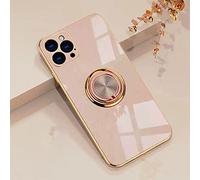 Jacyren Coque Compatible iPhone 13 Pro Max, Coque de Protection éuti iPhone 13 Pro Max Coque avec Anneau Stand Case Silicone Antichoc Coque Anneau de Support magnétique de Voiture, Rose