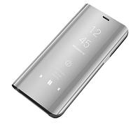 Jacyren Coque Galaxy S10, Coque Galaxy S10 Plus PC Miroir Etui Flip 360° Protection Ultra Mince Anti-Rayures Antichoc Housse Transparente Stand Cover Bumper pour Samsung Galaxy S10 Lite (Argent, S10)