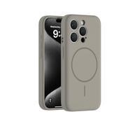 Jacyren Coque magnétique pour iPhone 12 Pro, compatible avec Mag-Safe, en silicone liquide, avec protection intégrée de l'appareil photo, anti-chocs, gris