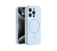 Jacyren Coque magnétique pour iPhone 13, compatible avec Mag-Safe, en silicone liquide, avec protection de l'appareil photo intégrée, anti-chocs, bleu clair
