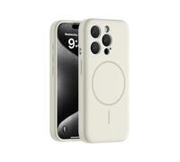 Jacyren Coque magnétique pour iPhone 14 Pro, compatible avec Mag-Safe, en silicone liquide, avec protection intégrée de l'appareil photo, anti-chocs, crème
