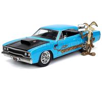 Jada- Looney Toons Road Runner Plymouth in Scala 1:24 Die-Cast Con Personaggio di Willy il Coyote, 8 Anni Tunes Maquets, 253255028, Multicolore