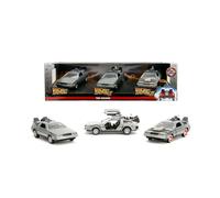Jada – Voiture miniature DMC De Lorean Time Machine – Pack de 3, échelle 1/32, argent